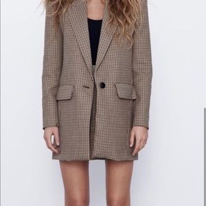 Zara oversized plaid blazer in camel